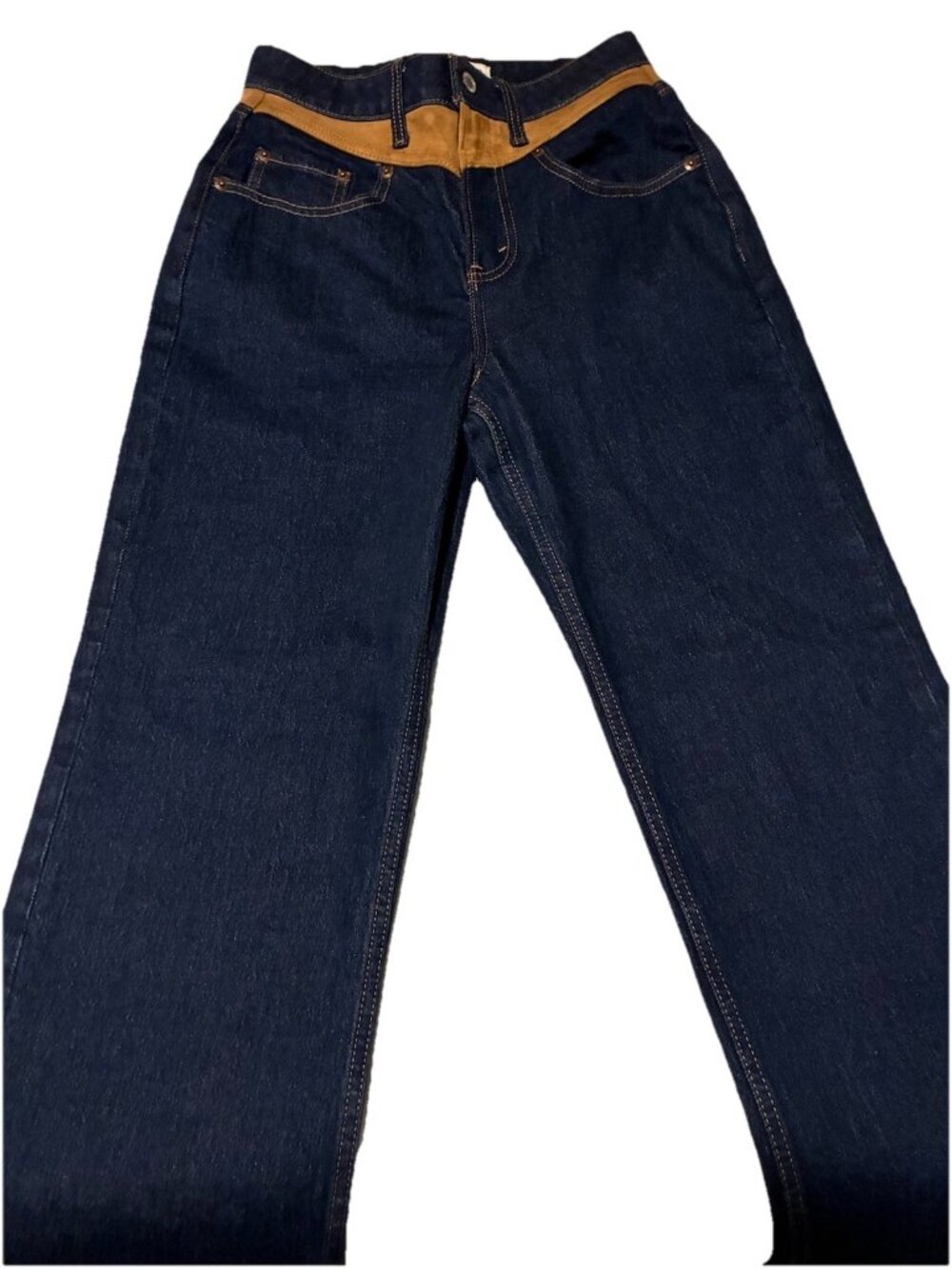 Abercrombie Curve Love 90s Relaxed High Rise Suede Yoke Jeans 25 Reg Dark Wash
